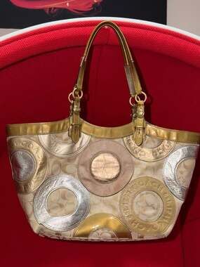 Coach Metallic Patchwork Tote Bag F16180